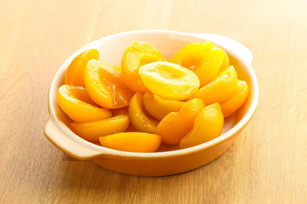 Canned Apricot Sweet Light Dessert Bowl — Stock Photo, Image