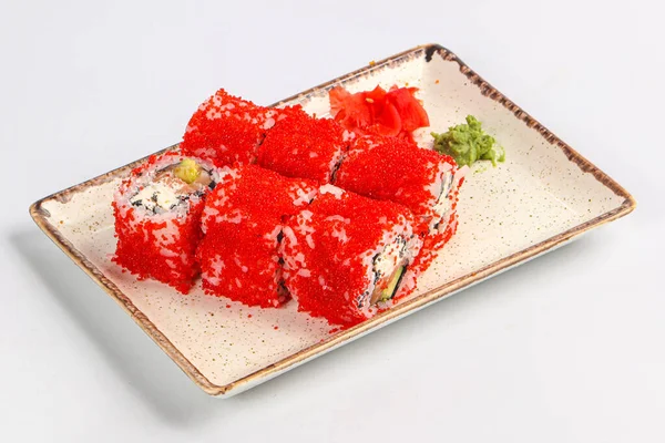 Ιαπωνική Κουζίνα Ρολό Σούσι Ψάρι Σολομό — Φωτογραφία Αρχείου