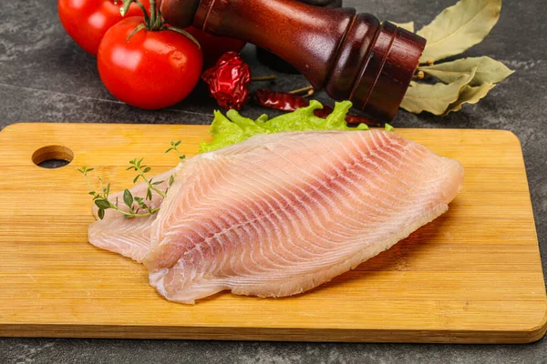 Fillet Ikan Tilapia Mentah Untuk Dimasak — Stok Foto