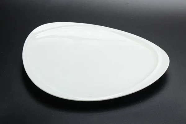 Assiette Vide Blanche Pour Servir Isolée — Photo