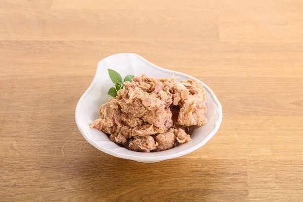 Canned Tuna Fish Oil Bowl — Stock Photo, Image