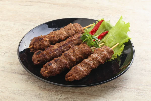 Grilled Beef Kebab Skewer Minced Meat — Stock Photo, Image