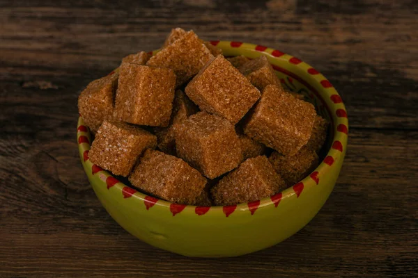 Brown Cane Sugar Cubs Bowl — Stock Photo, Image