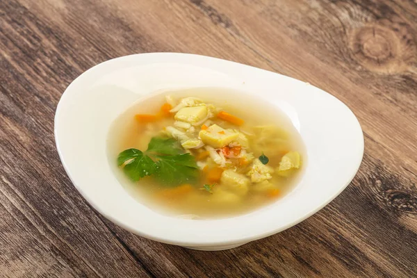 Sup Ayam Lezat Dengan Wortel Dan Kentang — Stok Foto