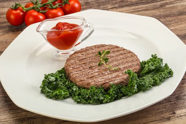 Gegrilde Smakelijke Rundvlees Cutlet Voor Hamburger — Stockfoto