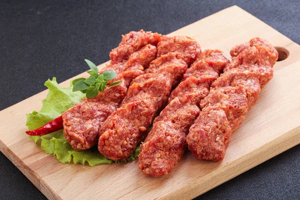 Carne Picada Carne Crua Kebab Para Churrasqueira — Fotografia de Stock