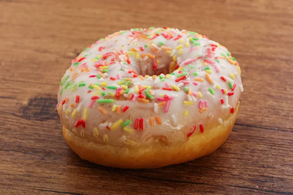 Doce Donut Baunilha Com Cobertura Sobremesa — Fotografia de Stock