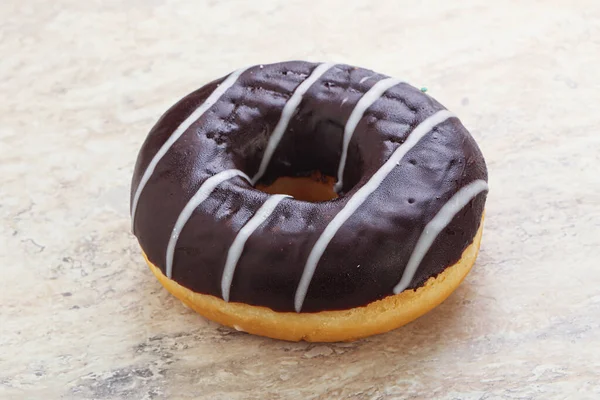 Glazed Sweet Tasty Chocolate Icing Donut — Fotografia de Stock