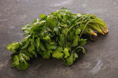 Taze yeşil kişniş yaprakları izole edilmiş.