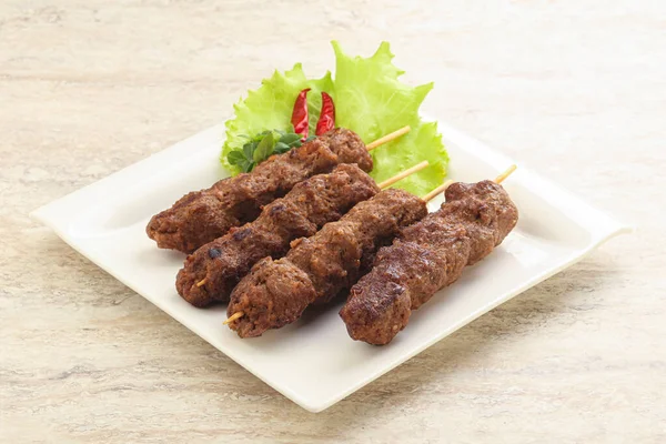 Grilled Beef Kebab Skewer Minced Meat — Stockfoto