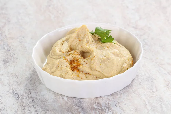 Veganská Kuchyně Tradiční Židovský Hummus Olivovým Olejem — Stock fotografie