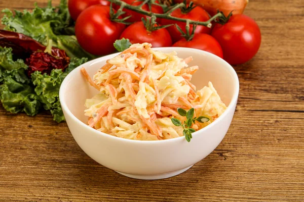 Vegetarian Cole Slaw Salad Cabbage Carrot — Stock Photo, Image