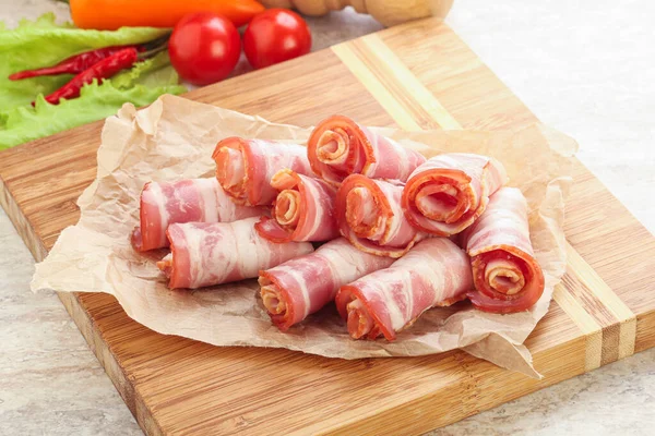 Bacon Saboroso Rolo Fatia Para Café Manhã — Fotografia de Stock