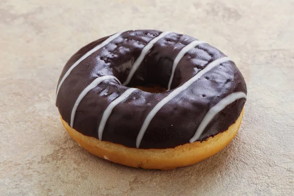 Glazed Sweet Tasty Chocolate Icing Donut — Stock Photo, Image