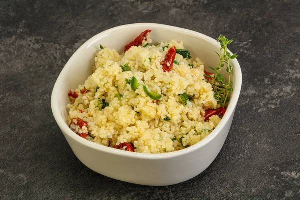 Uzina Vegetariana Cuscus Legume Patrunjel — Fotografie, imagine de stoc