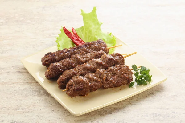 Grilled Beef Kebab Skewer Minced Meat — Stockfoto