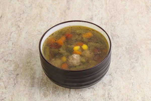 Sopa Dietética Saborosa Com Almôndegas Legumes Carne — Fotografia de Stock