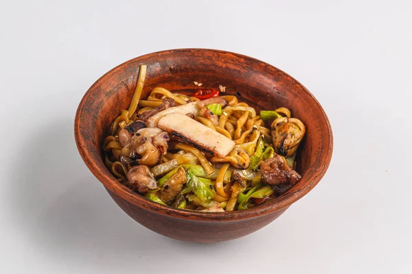 Ασιατικό Wok Udon Noodle Θαλασσινά — Φωτογραφία Αρχείου