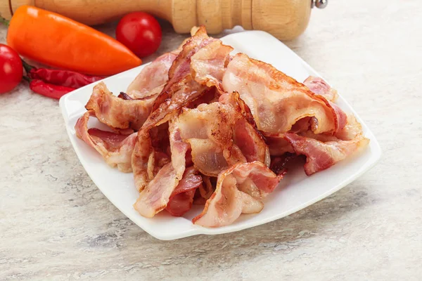 Fried Fat Bacon Snack Breakfast — 图库照片