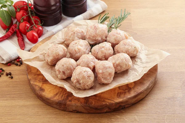 Raw Natural Chicken Meatballs Cooking — Stock Photo, Image