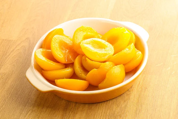 Canned Apricot Sweet Light Dessert Bowl — Stock Photo, Image