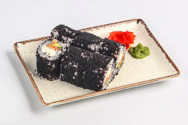 Cocina Japonesa Rollo Sushi Con Salmón —  Fotos de Stock
