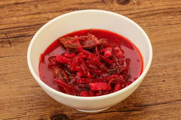 Sopa Borsch Tradicional Rusa Con Repollo Ternera — Foto de Stock