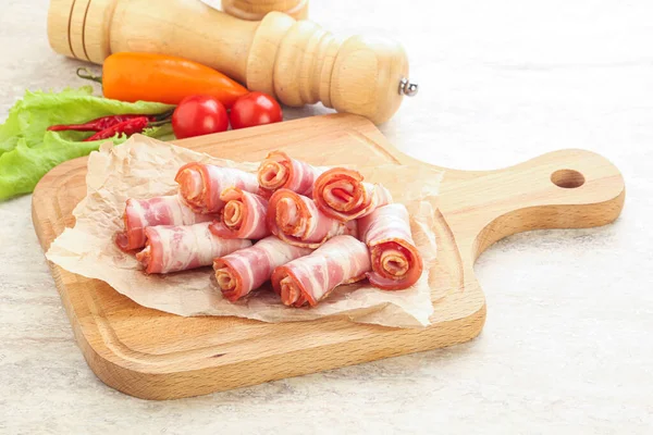 Lekkere Bacon Roll Slice Voor Het Ontbijt — Stockfoto