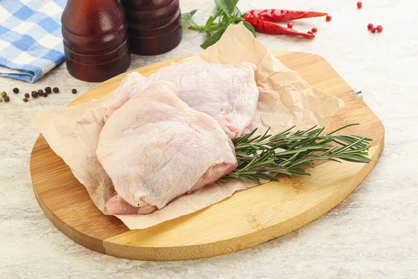 Raw Chicken Thighs Board Cooking — Stock Photo, Image