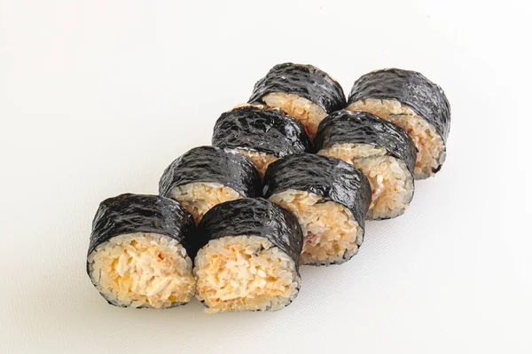 Rolo Tradicional Japonês Com Surimi Caranguejo Arroz — Fotografia de Stock