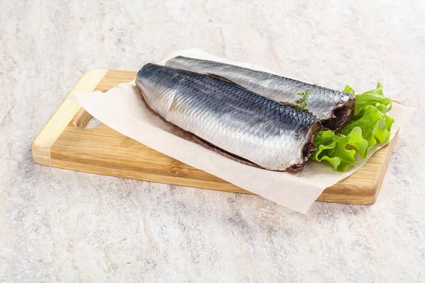 Filete Arenque Marinado Con Piel Para Cocinar —  Fotos de Stock