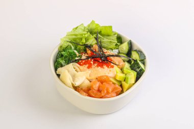 Somon, avokado ve pirinçle dürt.