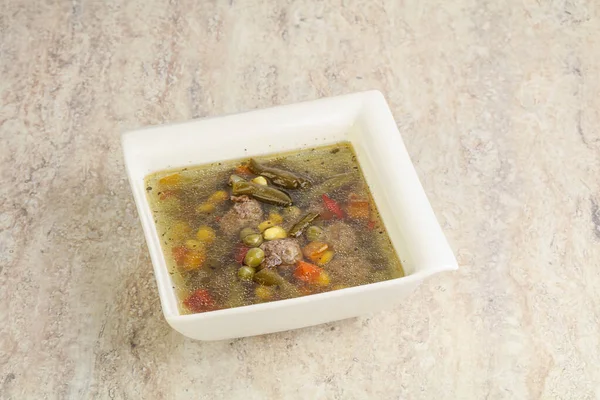 Вкусный Диетический Суп Фрикадельками Овощами — стоковое фото