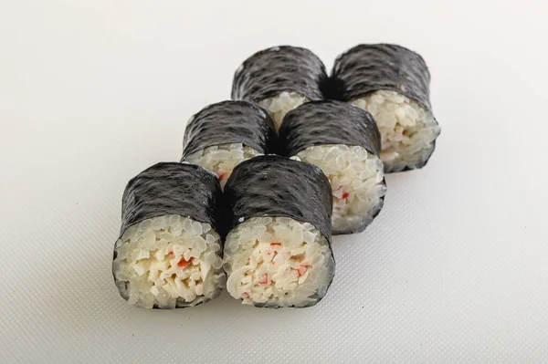 Traditionelle Japanische Rolle Mit Krabben Surimi Und Reis — Stockfoto