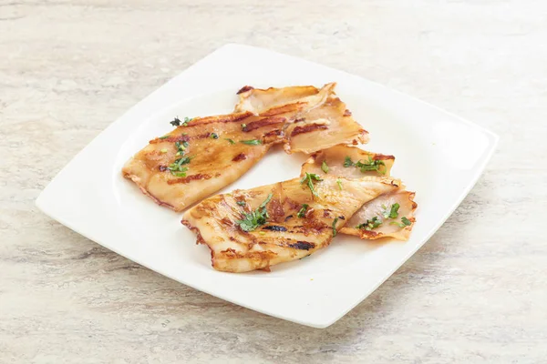 Unagi soslu ve otlu ızgara kalamar.