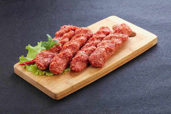Rauw Runderkebab Gehakt Vlees Voor Grill — Stockfoto