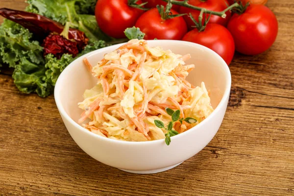 Vegetarian Cole Slaw Salad Cabbage Carrot — Stock Photo, Image
