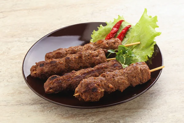 Grilled Beef Kebab Skewer Minced Meat — Stockfoto