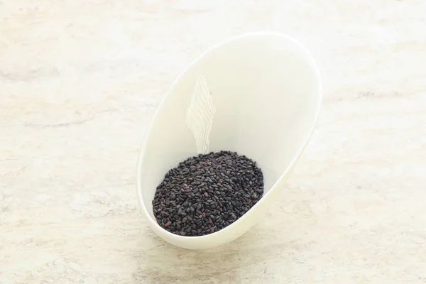 Nasiona Sezamu Czarne Misce Gotowania — Zdjęcie stockowe