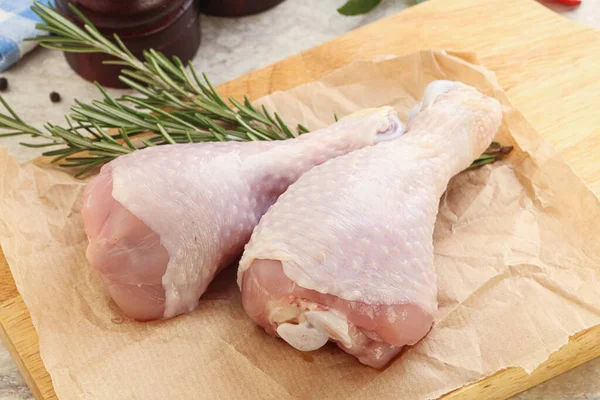Raw Chicken Leg Drumstick Board Cooking — Stock Photo, Image