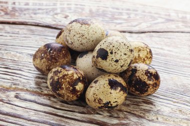 Çiğ şarküteri bıldırcın yumurtası kaseye yığılır.