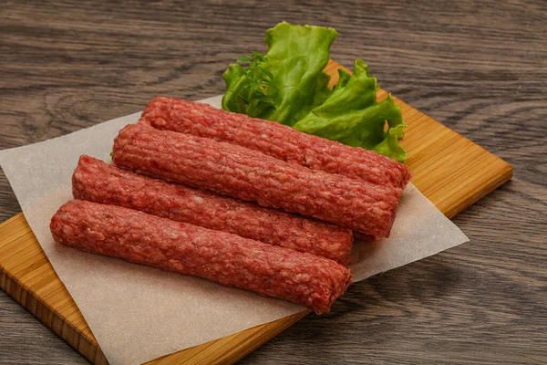 Raw Beef Sausages Spices Grill — Stock Photo, Image