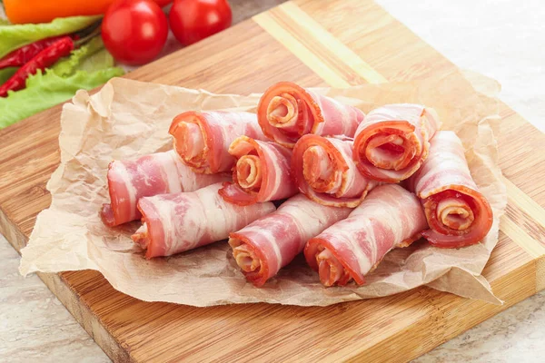 Smaklig Bacon Roll Skiva Till Frukost — Stockfoto