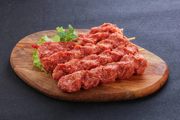 Carne Picada Carne Crua Kebab Para Churrasqueira — Fotografia de Stock