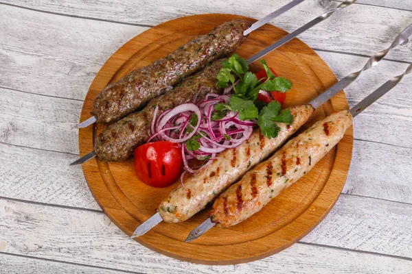 Marha Csirke Kebab Darált Húsból — Stock Fotó