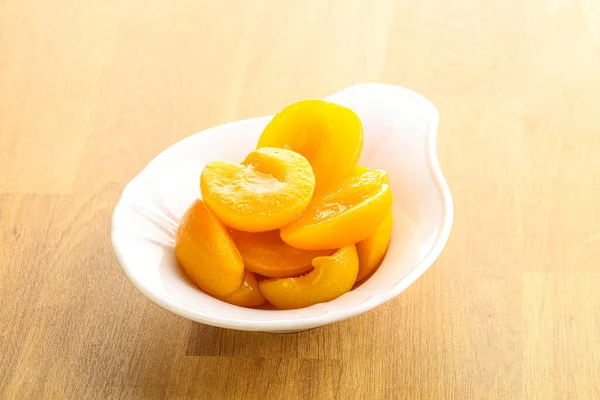 Canned Apricot Sweet Light Dessert Bowl — Stock Photo, Image