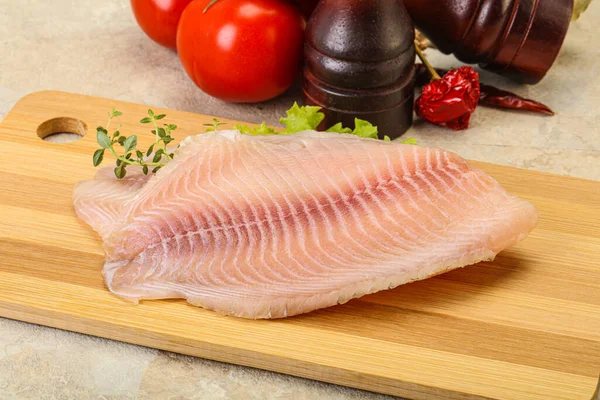 Fillet Ikan Tilapia Mentah Untuk Dimasak — Stok Foto