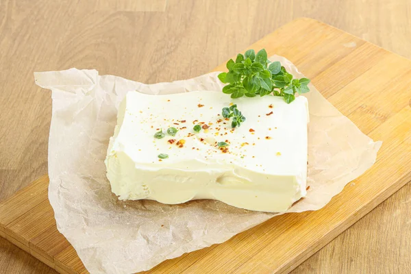 Greek Feta Cheese Board Served Herbs — Stock Photo, Image