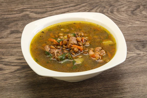 Traditional Lentil Soup Chicken Vegetables — Stock Photo, Image