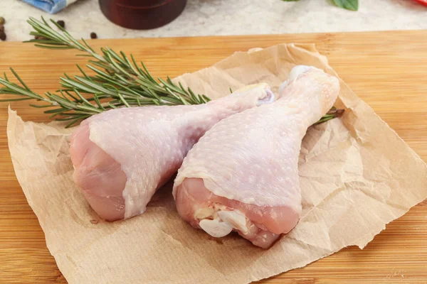 Raw Chicken Leg Drumstick Board Cooking — Stock Photo, Image